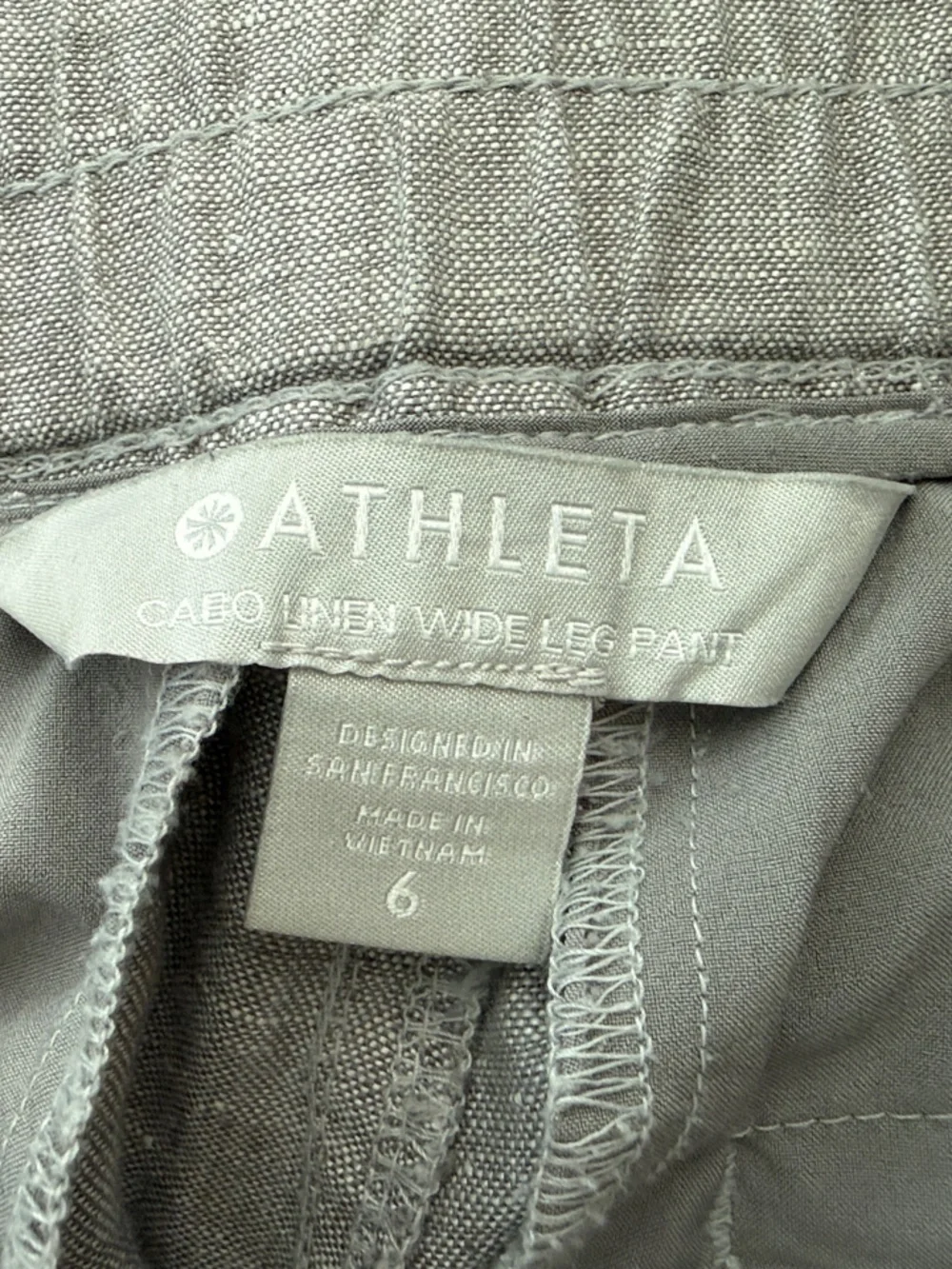 Women’s Athleta Cabo Linen Pants, Wide-Leg, Drawstring, Gray - Picture 5 of 5
